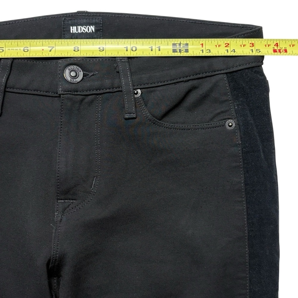 Hudson Amory Super Skinny Black Ankle Jeans Size 27 Velvet Contrast Stripes - Picture 7 of 13
